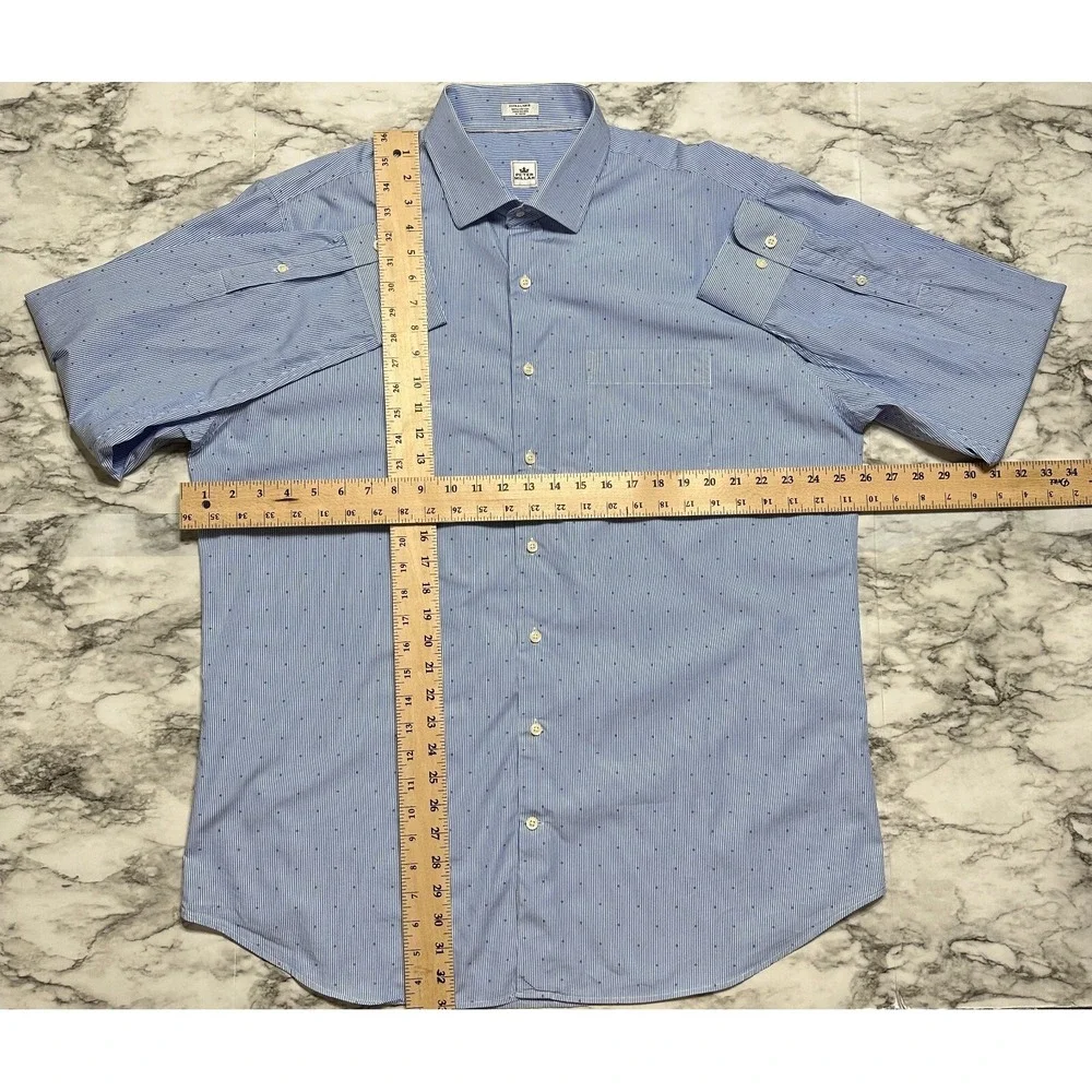 Peter Millar Men's Golf Shirt Size XL Blue White Striped & Blue Dots Long Sleeve